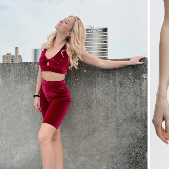 NEW Fabletics Deep Navy Velour Biker Shorts 9 - Picture 5 of 11